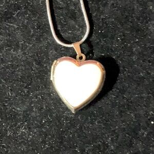 White Heart Locket on 20 Inch Sterling Silver Chain
